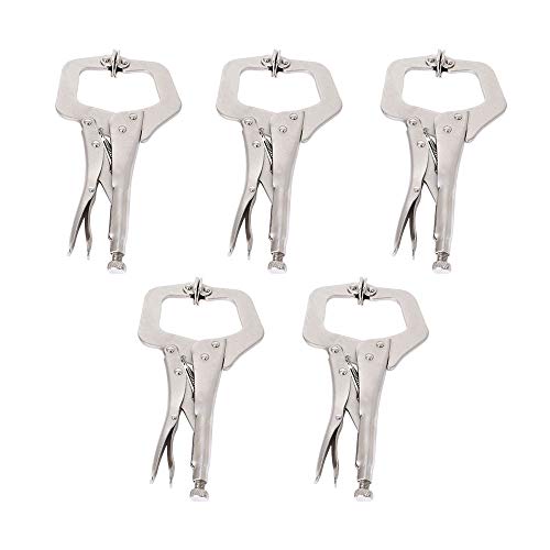 11" Locking C-Clamp 5Pack Locking Pliers Adjustable Welding Clamps w/Regular Tip and Swivel Pad for Shop Home Farm and Automotive - WoodArtSupply