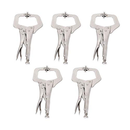 11" Locking C-Clamp 5Pack Locking Pliers Adjustable Welding Clamps w/Regular Tip and Swivel Pad for Shop Home Farm and Automotive - WoodArtSupply