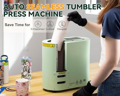 GO2CRAFT Auto Seamless Tumbler Heat Press Machine for Full Print, Automatic Rotation Advanced Cup Heat Press with Fast & Even Heating, 4 Memory Modes - WoodArtSupply