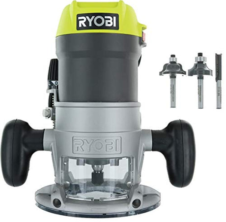 Ryobi R1631K 1-1/2 Peak HP 8.5 Amp LED Lit Corded Router Including 3 Piece Bit Set (w/ Tool Bag) Ryobi