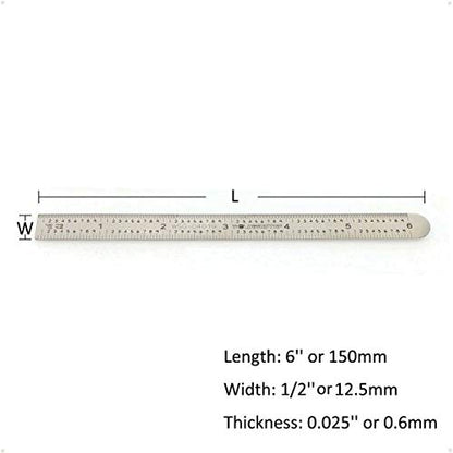 WeldingStop 6 in Machinist Ruler Scale 5R 10ths 1/100 1/32 1/64 Graduation Flexible Decimal Inch Steel Rule - WoodArtSupply