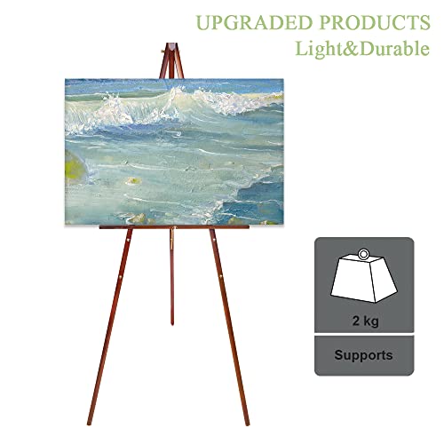 Conda 63" Wooden Tripod Artist Display Easel with Tray, A-Frame Adjustable Easel Stand for Wedding Sign, Foldable Easels for Painting Canvas, Display conda