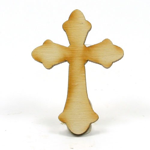 Mylittlewoodshop - Pkg of 12 - Cross Ornate - 2 inches by 1-1/2 inches and 1/2 inch Thick Unfinished Wood(LC-CROS10-12) Unique Wood Shapes