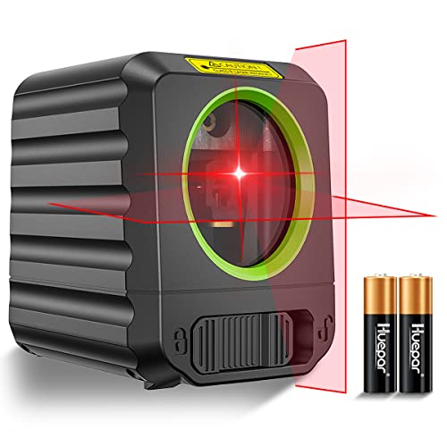Huepar Laser Level, Self-Leveling Laser Level with Red Beam Cross Line Laser-Vertical and Horizontal Line, 66ft Alignment Laser Tool for Picture Huepar