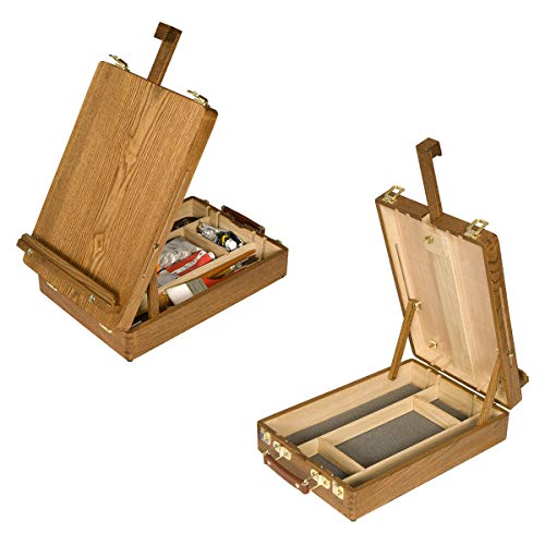 Master Artist Oil Paint Set Includes Wood Art Supply Carrying Case Sketchbox w/Easel & 5-Pack 12x16 Canvas Panels for Painting - WoodArtSupply