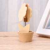 Healifty 6pcs Wooden Memo Clips Place Card Holders Unfinished Wood Ornaments Unpainted Flower Pot Miniature Desktop Decoration Ornaments with Pigment Healifty