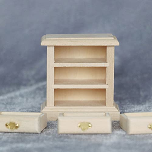 Abaodam 1pc Bedside Table Model Solid Wood Nightstand Drawer Dresser Mini Accessories Unfinished Nightstand Dollhouse Doll Decoration Dollhouse