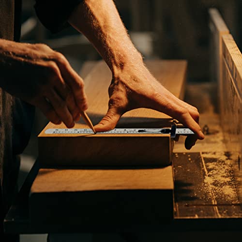 KEARING 6 Inch 15 cm Pocket Ruler Stainless Steel Ruler with Detachable Clips Imperial & Metric Graduations, 2 Pieces KEARING