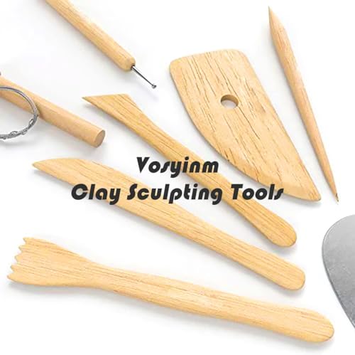 Vosyinm Clay Tools Kit 34 PCS Polymer Clay Tools Pottery Sculpting Tools Air Dry Clay Tool Set Birthdaty Gift for Adults Kids Pottery Craft Baking - WoodArtSupply