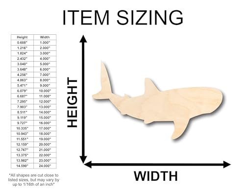 Unfinished Wood Whale Shark Shape - Craft - up to 36" DIY 18" / 3/4" - WoodArtSupply