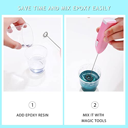 3 Pieces Epoxy Resin Stirrer Handheld Battery Operated Epoxy Mixing Stick Electric Tumbler Mixer Blender with Stainless Steel for Crafts Tumbler, Honoson
