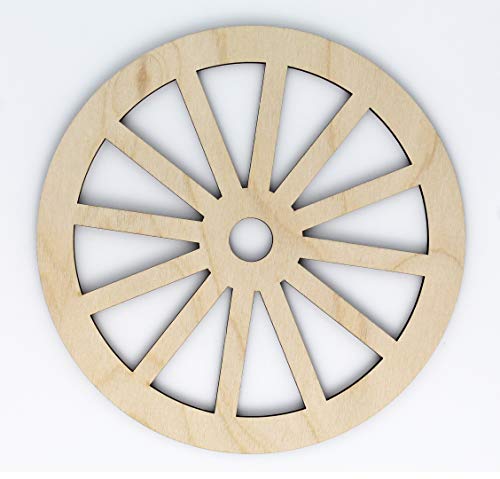 Spoked Wagon Wheel Unfinished Wood Laser Cut Out Cutout Shape Crafts Sign DIY Ready to Paint or Stain Texan Wood Crafts