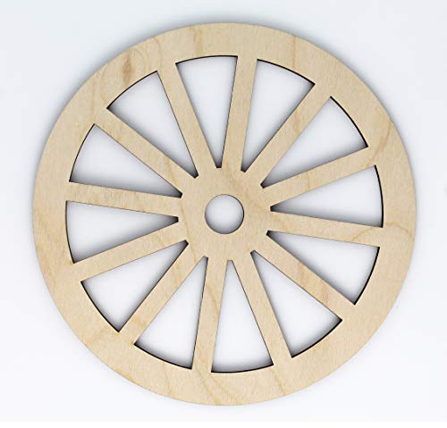 Spoked Wagon Wheel Unfinished Wood Laser Cut Out Cutout Shape Crafts Sign DIY Ready to Paint or Stain - WoodArtSupply