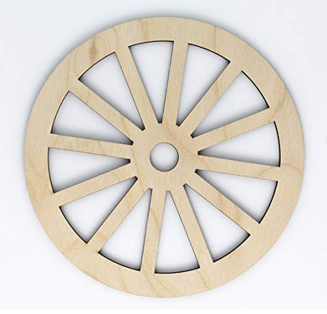 Spoked Wagon Wheel Unfinished Wood Laser Cut Out Cutout Shape Crafts Sign DIY Ready to Paint or Stain Texan Wood Crafts