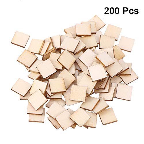 Artibetter Decorative Labels 200pcs Unfinished Blank Wood Square Discs Wood Cutout for DIY Craft Rustic Wedding Decorations 25mm Homemade Ornaments ARTIBETTER