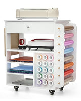Rolling Craft Cart and Storage Table for Cricut - VDamu Vinyl Roll Holder and Craft Room Organizer Vdamu