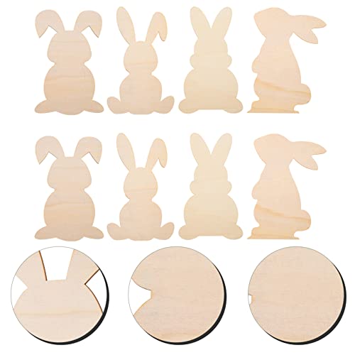 BESTOYARD Easter Bunny 8pcs Easter Wooden Bunny Cutouts Unfinished Wooden Bunny Cutout Easter Rabbit Cutouts for DIY Easter Crafts Easter Spring BESTOYARD