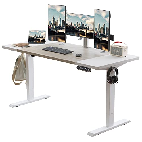 Radlove Electric Height Adjustable Standing Desk, 63x 30 Inches Stand Up Desk Workstation, Splice Board Home Office Computer Standing Table Ergonomic - WoodArtSupply