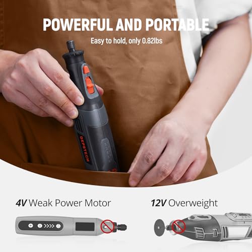 DEPSTECH Cordless Rotary Tool Kit, 8V 2.5Ah Larger Battery, 5-Speed 30000RPM Max, LED Work Light, Power Multi Tool 47Pcs Durable Accessories Set for - WoodArtSupply