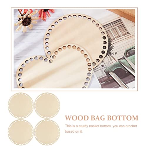 ULTNICE 4pcs Natural Wooden Basket Bottom Circle Shape Blank Crochet Knitting Basket Wood Base Shaper for DIY Basket Craft Weaving Making Supplies ULTNICE