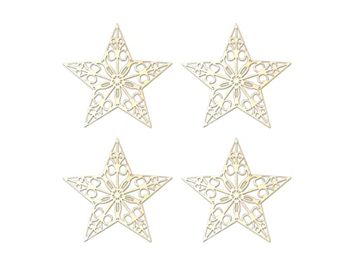 Miniature Laser Cut Wood Shapes - Stars - 4 Piece - WoodArtSupply