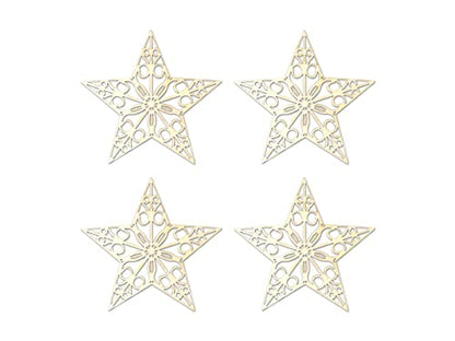 Miniature Laser Cut Wood Shapes - Stars - 4 Piece - WoodArtSupply