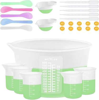 Silicone Measuring Cups for Resin Supplies, Resin Cups Kit with 600Ml & 100Ml Resin Mixing Cups and Tools, Silicone Cups for Resin Molds, Epoxy Resin Cups, Cooking, Casting Moulds, Jewelry Making - WoodArtSupply