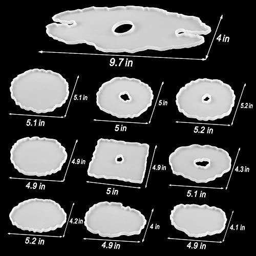 10Pcs Silicone Coaster Molds,Wine Glass Holder Coaster Molds for Resin, Epoxy Resin Molds for Ocean and Beach Coaster Making Irregular Wine Glasses - WoodArtSupply