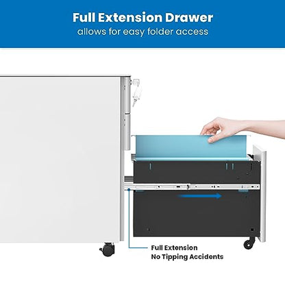 Mount-It! Mobile File Pedestal, File Cabinet with 3 Drawers, Slim Design Under Desk Storage for Files, Folders and Office Supplies, Organizer Cabinet - WoodArtSupply