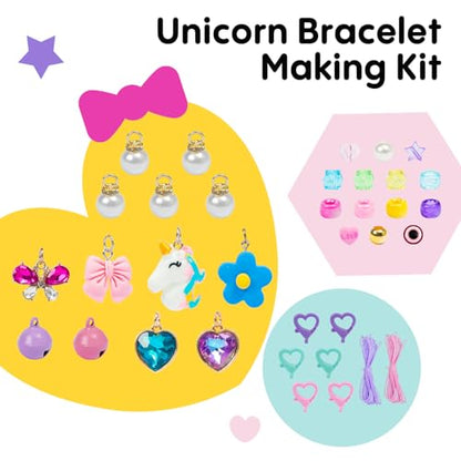 Tomons Charm Bracelet Making Kit for Girls, Beads for Jewelry Making Kit, Arts & Crafts Gift for Ages 3-12, Girls Toys 3 4 5 6 7 8 9 10 Year Old Girl