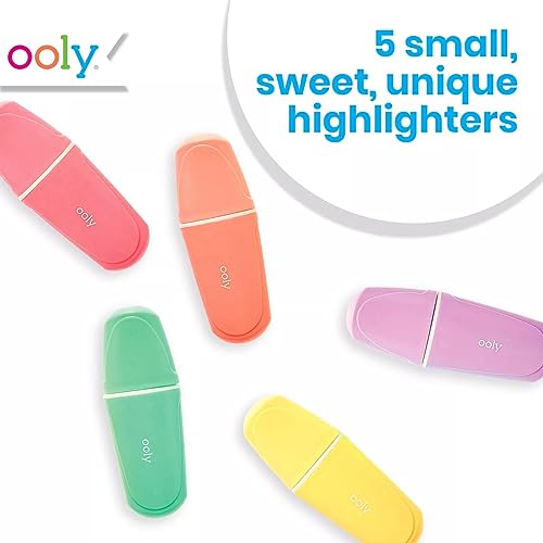 Ooly Le BonBon Mini Highlighter [Set of 5] - Pastel Colors, Chisel Tip- For Note Taking, Drawing, Art Supplies, School Supplies for Kids [Le BonBon Ooly