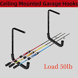 Locawaya Heavy Duty Garage Storage Hooks, Overhead Garage Storage Rack, 4 Pack Wall Mounted Ladder Hook, Utility Ceiling Hangers & Organizer for Locawaya