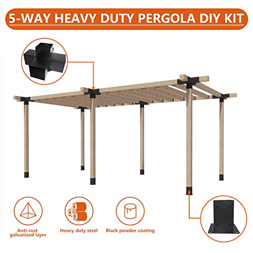 ITeVe.GD Pergola DIY Kit.4"x4"(Inner Size:3.5"x3.5") 5-Way Woodwork Bracket & Post Achor,Black Powder-Coated Elevated Wood Stand Kit for Wood - WoodArtSupply