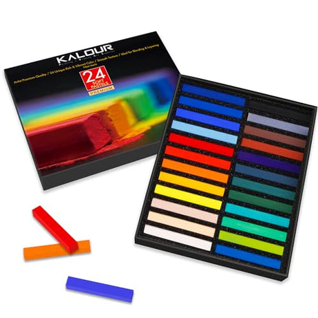 KALOUR Soft Pastel for Artists, Set of 24 colors Chalk Sticks,Pastel Art Supplies for Drawing Blending Shading,Colored Pastel Gift for Adults Kids KALOUR