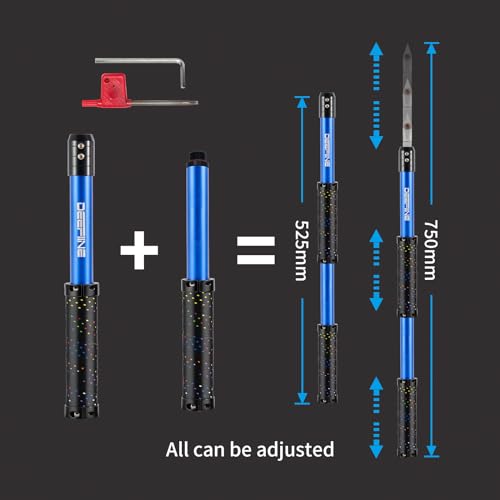 DEEFIINE Carbide Tipped Wood Lathe Turning Tools Set, Lathe Rougher Finisher Swan Neck Hollowing Tools and Interchangeable 19.5"Soft Grip Handle with