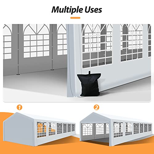 Raysfung 20' x 40' Heavy Duty Party Tent, Outdoor Large Wedding Tent with Removable Sidewalls Event Canopy Shelter for Birthday Party, Outdoor Event Raysfung