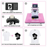 MAIKESUB 12x10 Inch High Pressure Heat Press Machine for T Shirts Digital Industrial Sublimation Printer for Heat Transfer Vinyl Intelligent Pink MAIKESUB