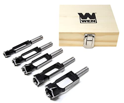 WEN DB051T 5-Piece Tenon and Deep Plug Cutter Drill Bit Set with Carrying Case WEN