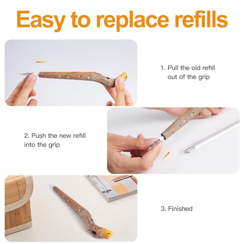 NULYDO Cobra Snake Pen, 100% Handmade Wood Carved Animal Gel Pen, Snake Gift Ideas for Kids Girls Boys Women & Men, Cute Pens School Writing Office NULYDO