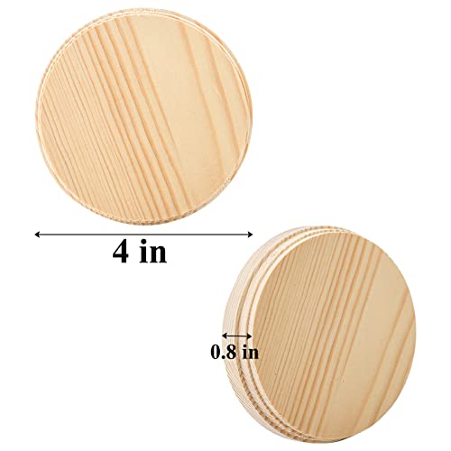 Okllen 8 Pack Round Wooden Plaques for Craft Projects, 4" Natural Pine Unfinished Wood Plaques Base Craft Wood Kit for DIY Display Painting, Home - WoodArtSupply