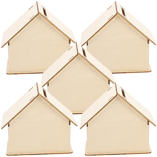 Kisangel 15 pcs Paintable Piggy Bank Unfinished Wooden Houses for Crafts Paint Birdhouse Change DIY Saving House for Money Crafting Banks