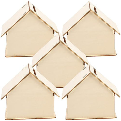 Kisangel 15 pcs Paintable Piggy Bank Unfinished Wooden Houses for Crafts Paint Birdhouse Change DIY Saving House for Money Crafting Banks Kisangel