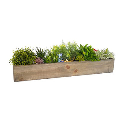 CYS EXCEL Rectangle Wood Planter Box with Removable Plastic Liner (H:4" Open:28"x5") | Multiple Size Choices Wood Rectangular Planter | Indoor