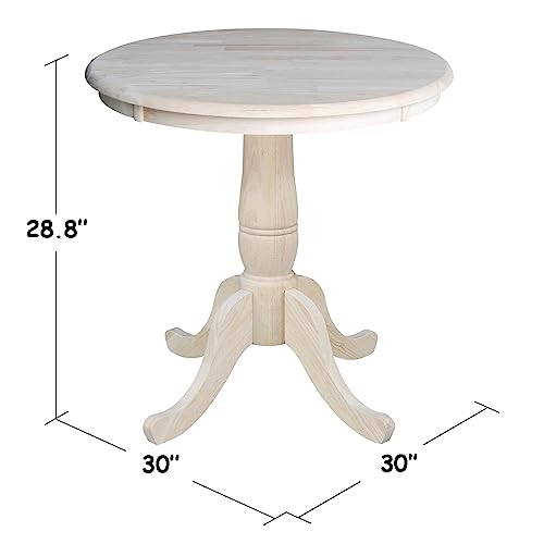 IC International Concepts K-30RT Dining Table, 30 in, Unfinished IC International Concepts
