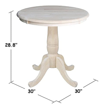 IC International Concepts K-30RT Dining Table, 30 in, Unfinished
