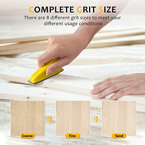 Micro Sander Kit, 80 Sheets Detail Handle Sanding Tools with Sandpaper 60 to 600 Grit for DIY Crafts Wood Tight Narrow Spaces Polishing (80pcs) Rockhouse