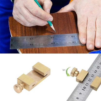 AYNEFY Woodworking Ruler Positioning Adjuster Scribing Locator, Ruler Stops Fences Woodworking Scribing Steel Ruler Positioning Block Angle Line - WoodArtSupply