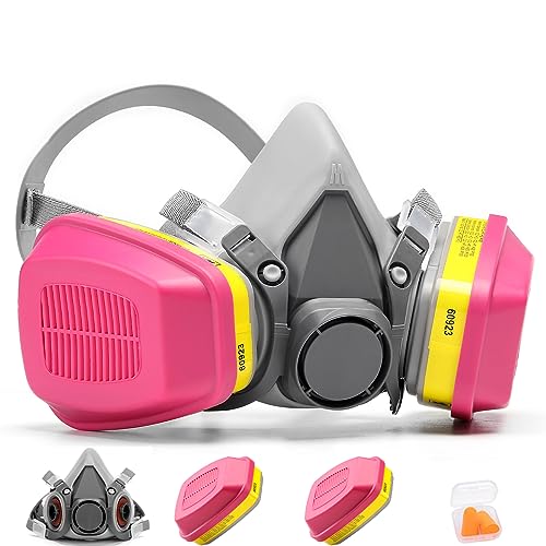 RANKSING Reusable Respirator Gas Mask with 60923 Filters to Protection Against Dust, Fumes, Asbestos, Chemicals and Particles while Painting,