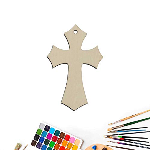 20pcs Wooden Cross Hanging Ornaments Cross Shaped Wood DIY Crafts Cutouts with Hole Hemp Ropes Gift Tags for Wedding Birthday Halloween Christmas