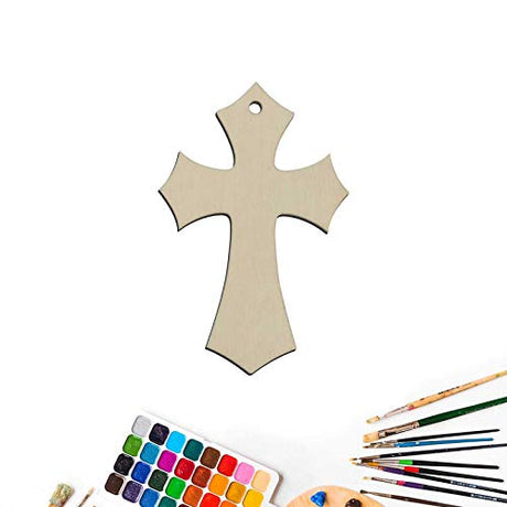 20pcs Wooden Cross Hanging Ornaments Cross Shaped Wood DIY Crafts Cutouts with Hole Hemp Ropes Gift Tags for Wedding Birthday Halloween Christmas Creaides